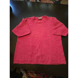 Oversized Vintage 90s Bentley Hot Pink Short Sleeve Textured Knit Tee M Cottage